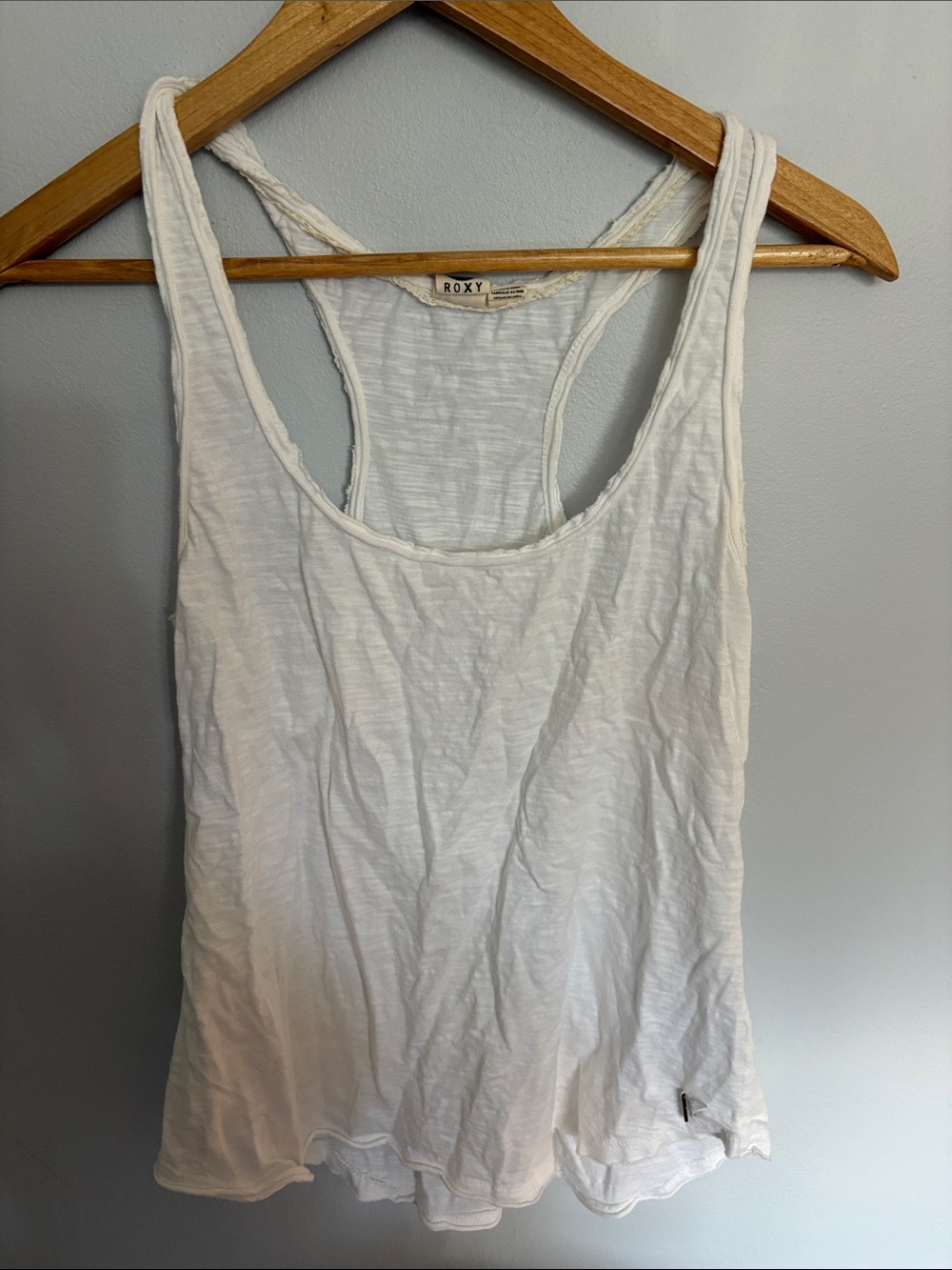 Roxy White Racerback Linen-Feel Tank